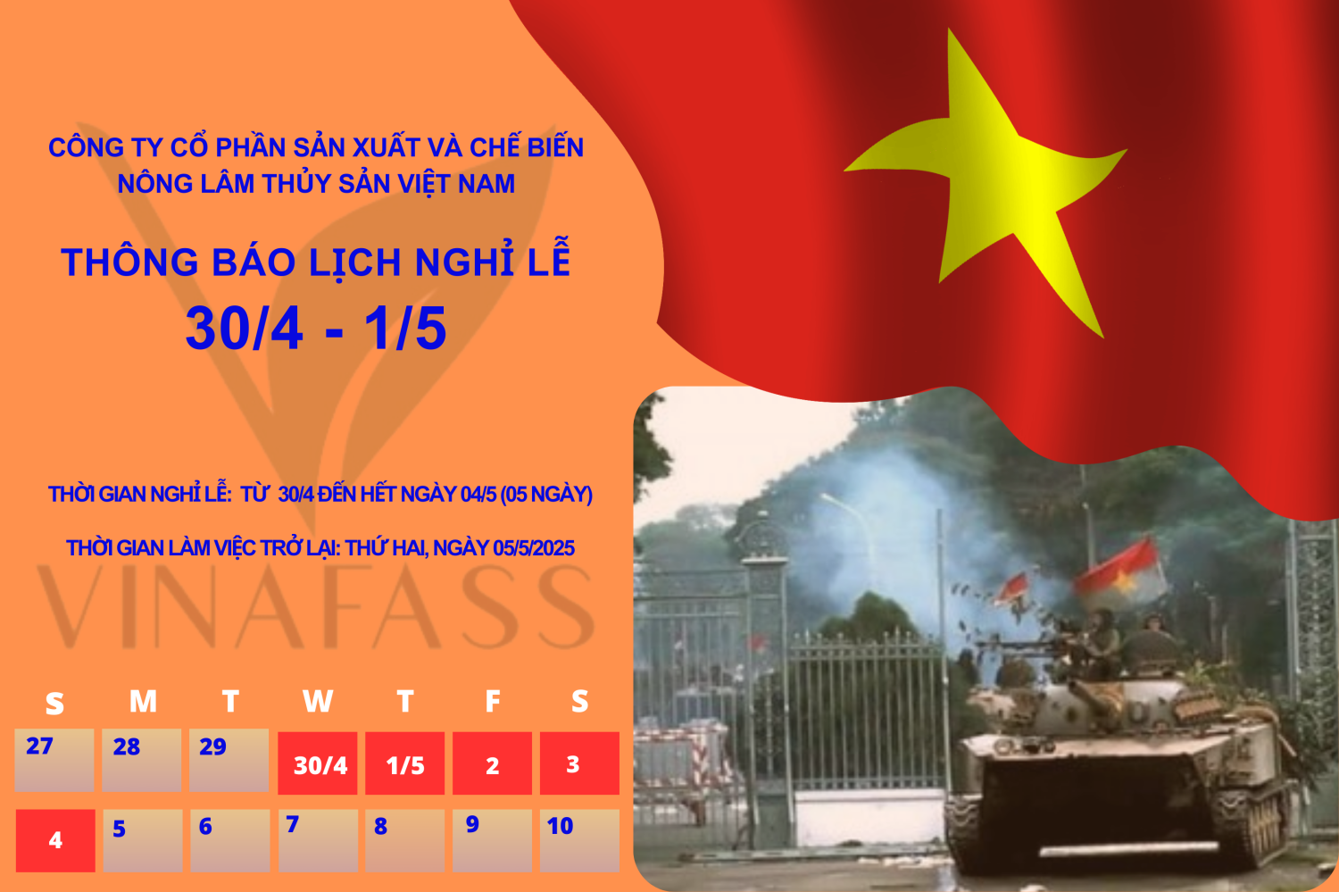vinafass nghi le 30 4